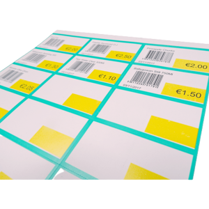 Pack of 100 Sheets of Easy to tear Shelf Labels