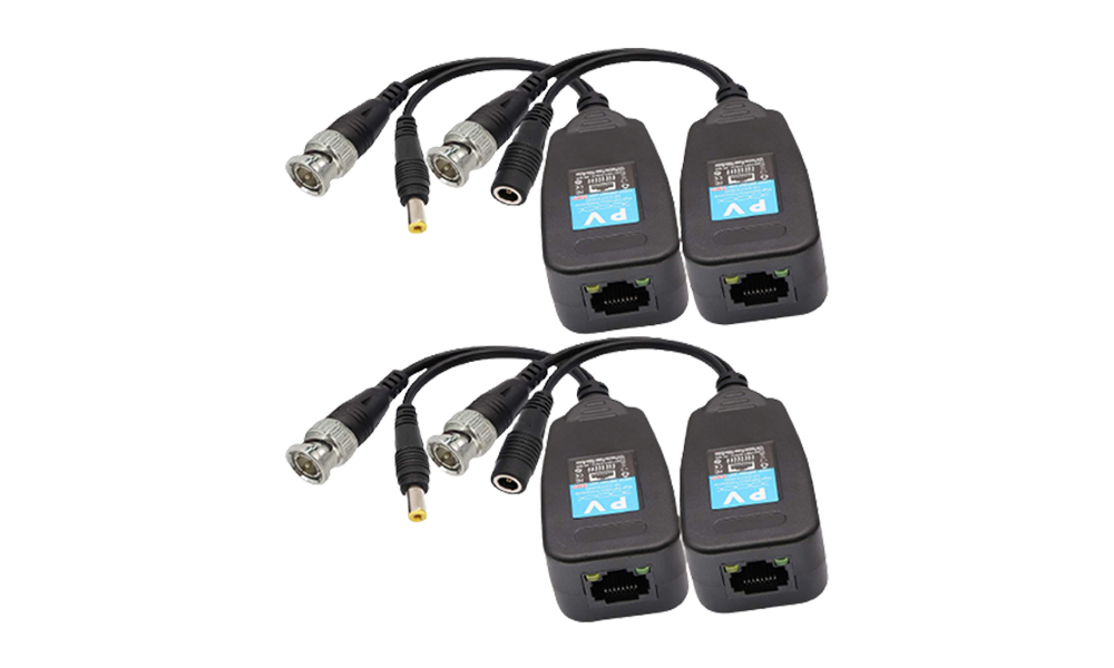 Pair-Of-Proffessional-CAT5-Video-&-Power-Balun,-Includes-Transmitter-&-Receiver
